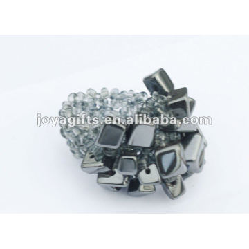 Hematite Chip Stone Stretch Seed Perles de verre Ring